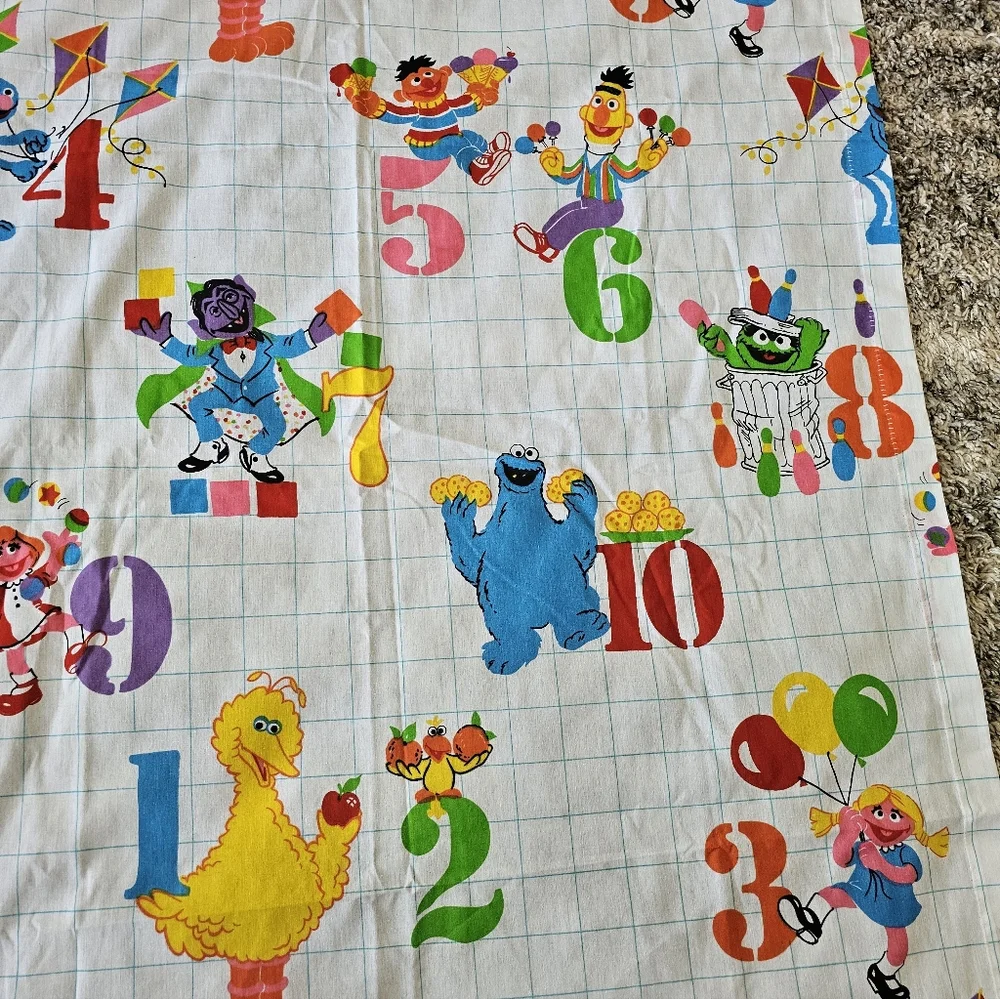 Vtg SESAME STREET Replacement Long Valance Or Curtain 41 x 53 Numbers JP Stevens